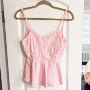 GRACIE Pink Spaghetti Strap Peplum Blouse S